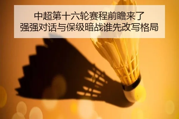 中超第十六轮赛程前瞻来了 强强对话与保级暗战谁先改写格局 - dianjing
